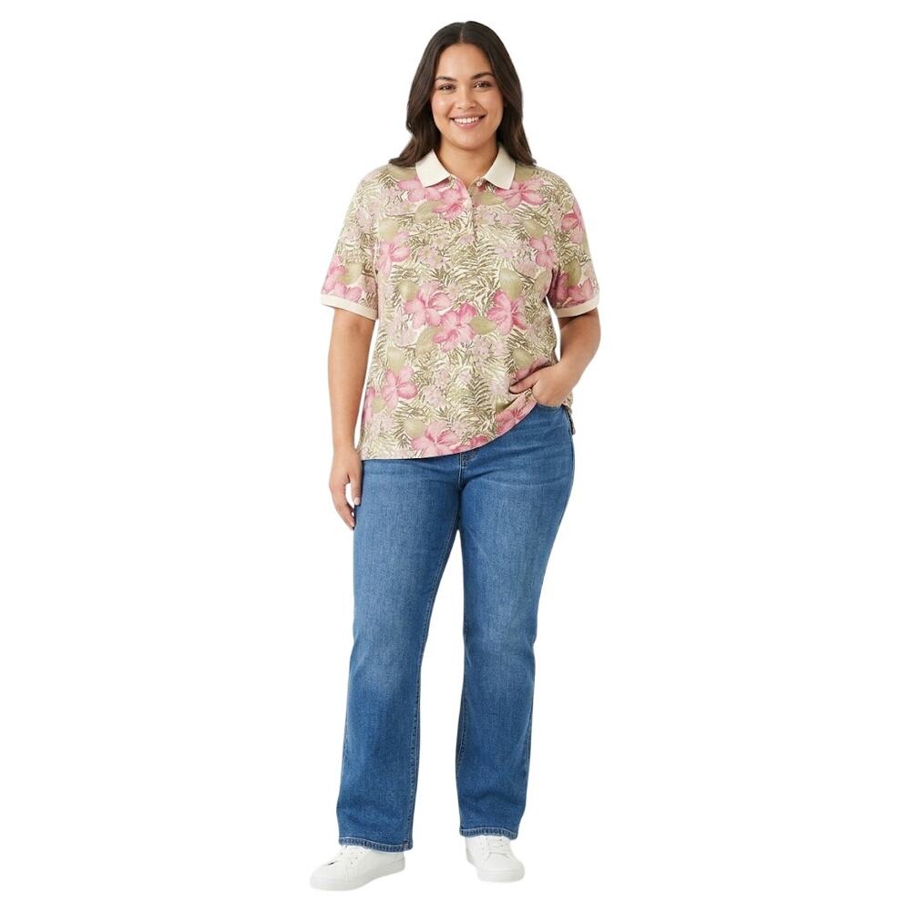 Jennifer Scott Tropical Floral Polo Top Cotton Summer Vacation Plus Size 3X